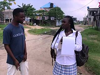 Ghana Boy Convinces Schoolgirl For Rough Black Cock Fun