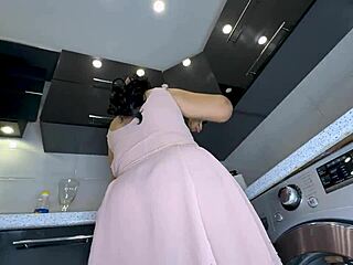 Stepmom scrubbing pots gets stepson cock in mouth then hard anal