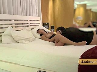 hotwife enjoys time with friend while husband waits