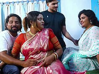 desi mallu bhabhis in hardcore group sex with three debar