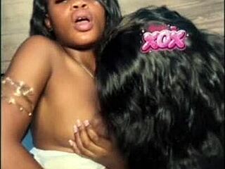 busty black stepsisters scissor each others shaved pussies